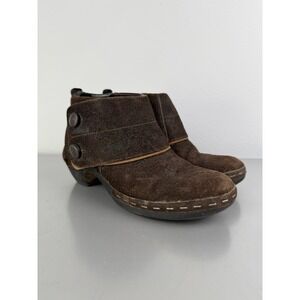 Merrell Brown Suede Ankle Boots Womens 8.5 J56078 Espresso Button Booties Luxe